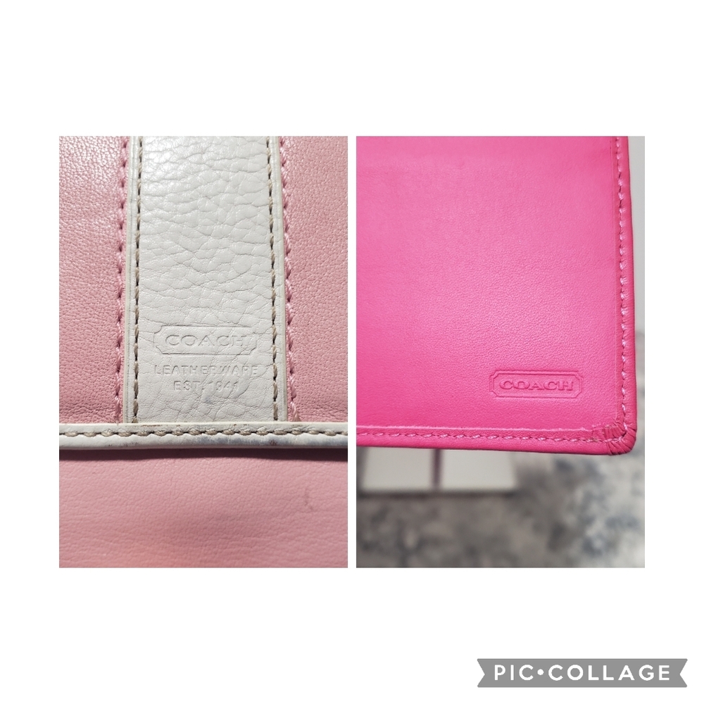 Coach Pink and White Leather Chain Wallet - Picture 5 of 12